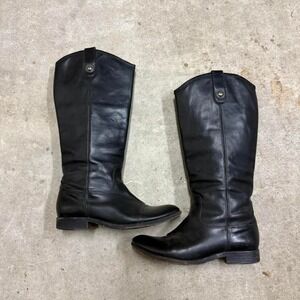 Frye Melissa Boots Black Leather Button Riding Boots Western Tall Size 7.5b